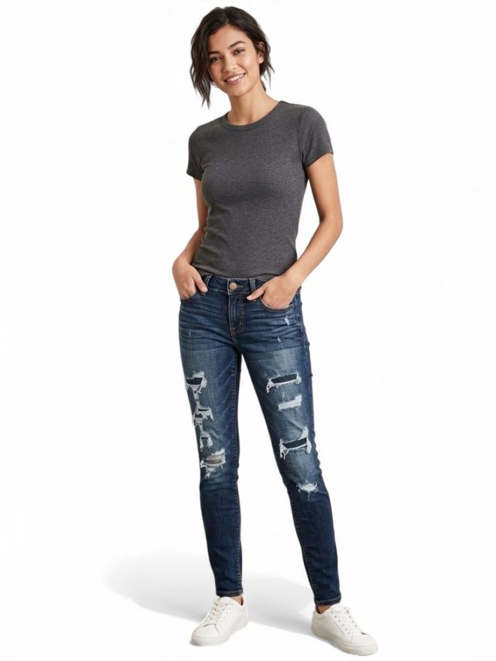 American Eagle Outfitters Ripped Skinny Jeans - Blue